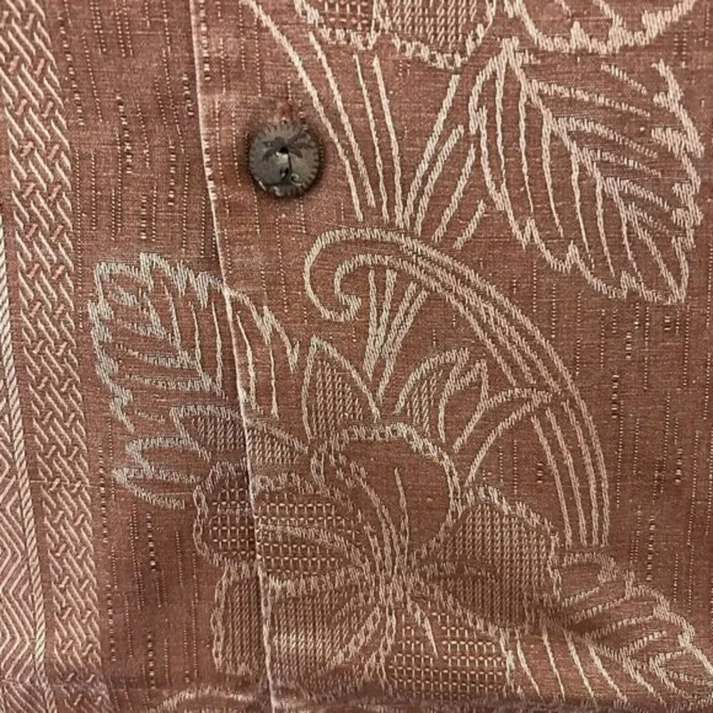Jamaica‎ Jaxx Hawaiian Shirt XL Silk Camp Floral Tiki Aloha Button Orange